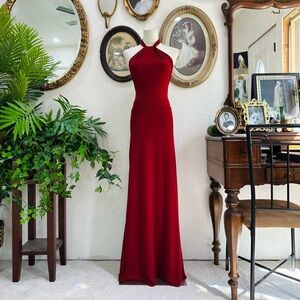 Meshki Red Halter Maxi Dress